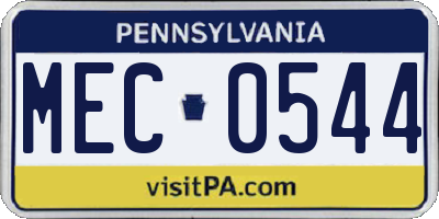 PA license plate MEC0544