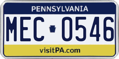 PA license plate MEC0546