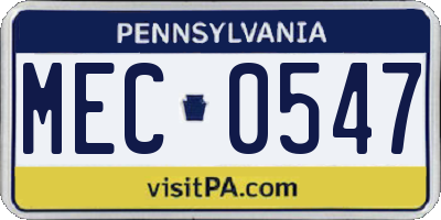 PA license plate MEC0547