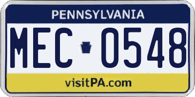 PA license plate MEC0548