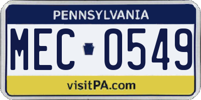PA license plate MEC0549