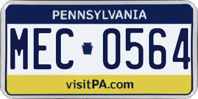 PA license plate MEC0564