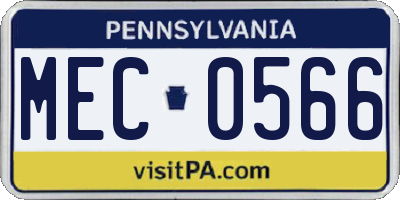 PA license plate MEC0566