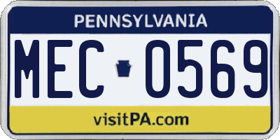 PA license plate MEC0569