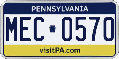 PA license plate MEC0570