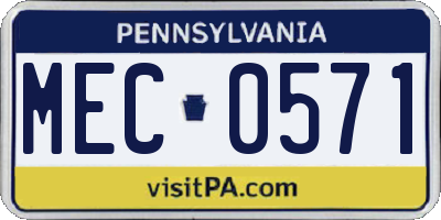 PA license plate MEC0571