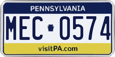 PA license plate MEC0574