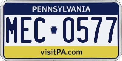 PA license plate MEC0577