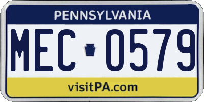 PA license plate MEC0579