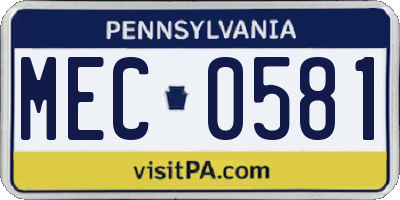 PA license plate MEC0581