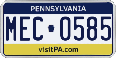 PA license plate MEC0585