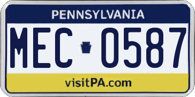 PA license plate MEC0587