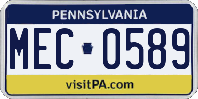 PA license plate MEC0589