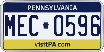 PA license plate MEC0596
