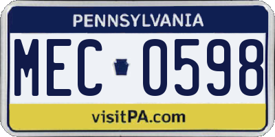 PA license plate MEC0598