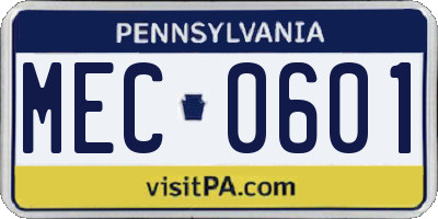 PA license plate MEC0601
