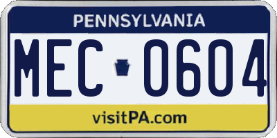 PA license plate MEC0604
