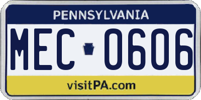 PA license plate MEC0606