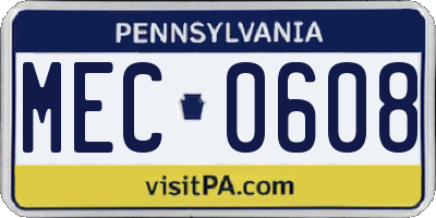 PA license plate MEC0608