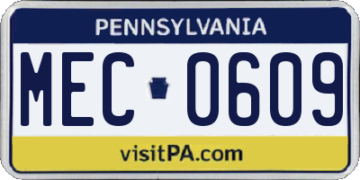 PA license plate MEC0609