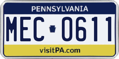 PA license plate MEC0611