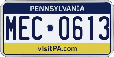 PA license plate MEC0613