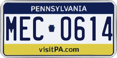 PA license plate MEC0614