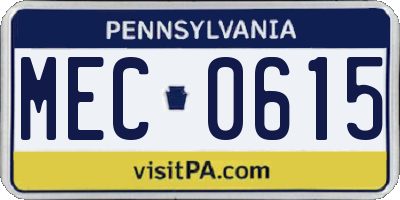 PA license plate MEC0615