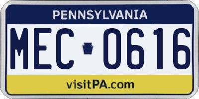 PA license plate MEC0616