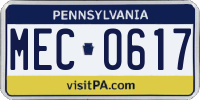 PA license plate MEC0617