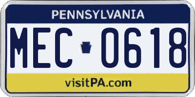 PA license plate MEC0618