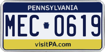 PA license plate MEC0619