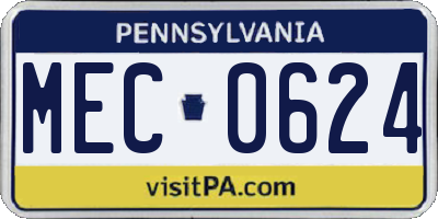 PA license plate MEC0624