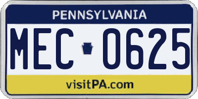 PA license plate MEC0625