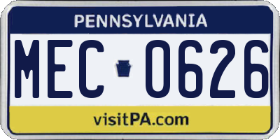 PA license plate MEC0626