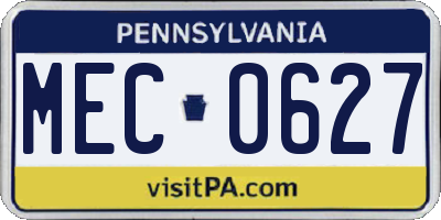 PA license plate MEC0627