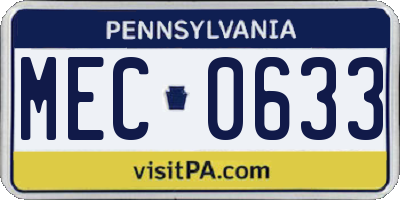 PA license plate MEC0633