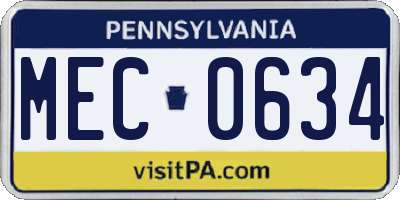 PA license plate MEC0634
