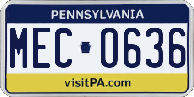 PA license plate MEC0636