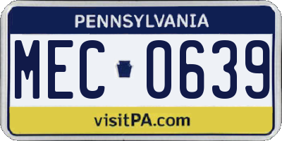 PA license plate MEC0639
