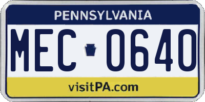 PA license plate MEC0640