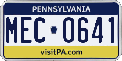 PA license plate MEC0641