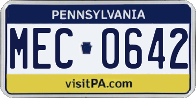 PA license plate MEC0642