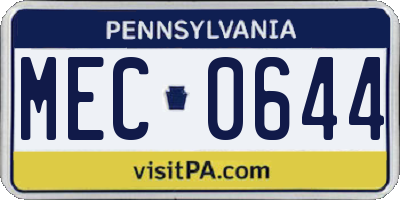 PA license plate MEC0644