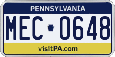 PA license plate MEC0648