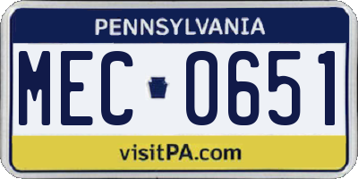 PA license plate MEC0651