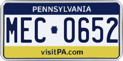 PA license plate MEC0652