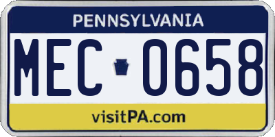 PA license plate MEC0658