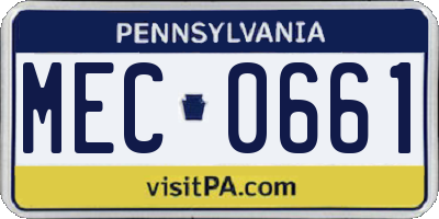 PA license plate MEC0661
