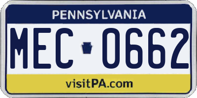 PA license plate MEC0662